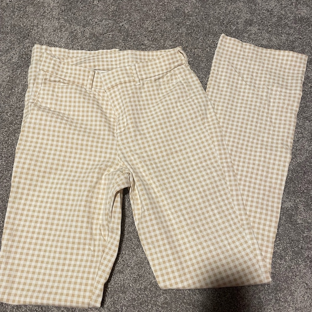Old Navy Tall Beige Gingham Checkered Pants